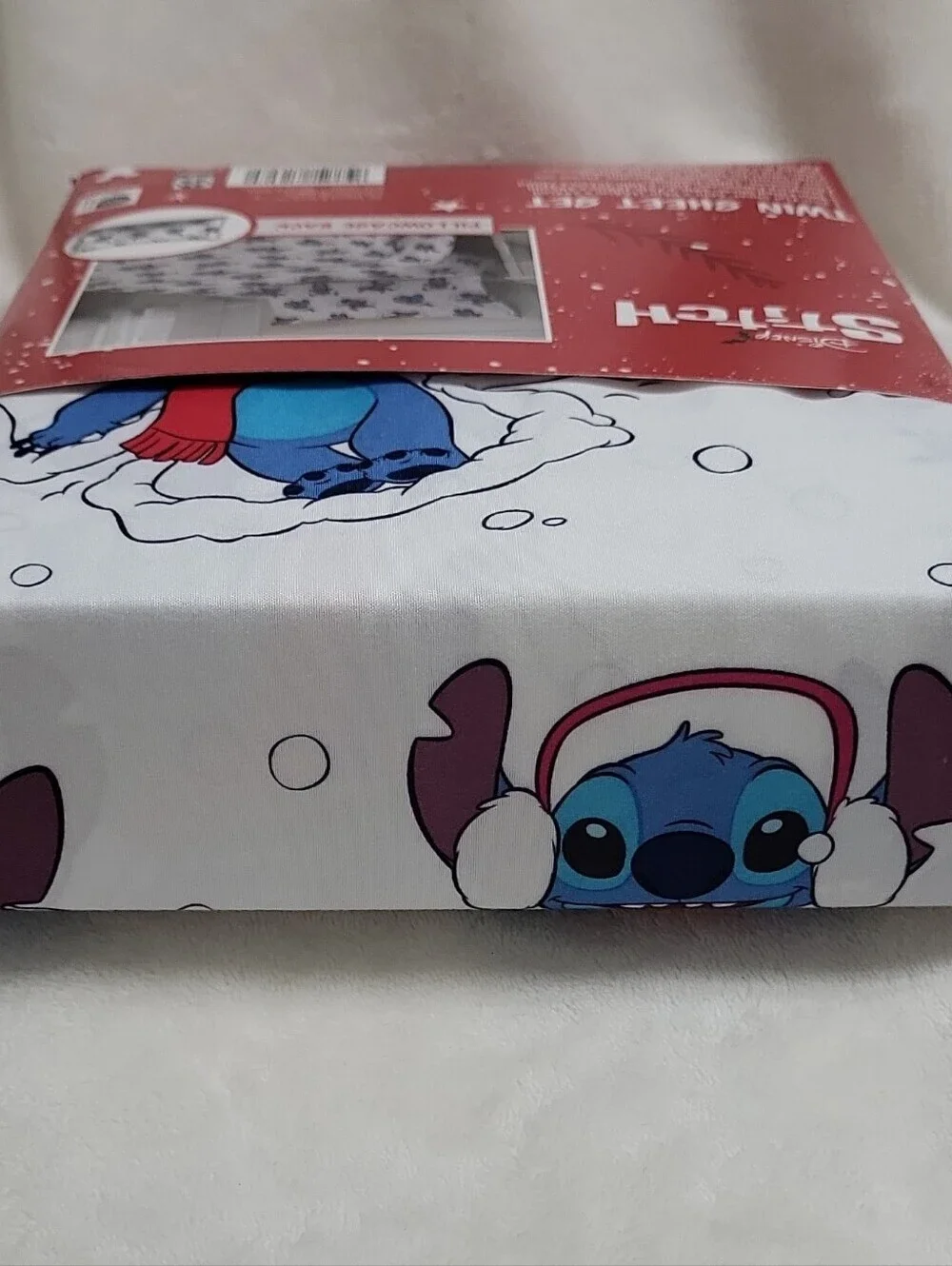 Disney Stitch Twin Sheet Set Holiday 3 Piece Set Christmas Sheets New